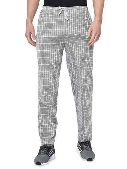grey checkered full length track pant - 16989187 - Very Small Image - 1