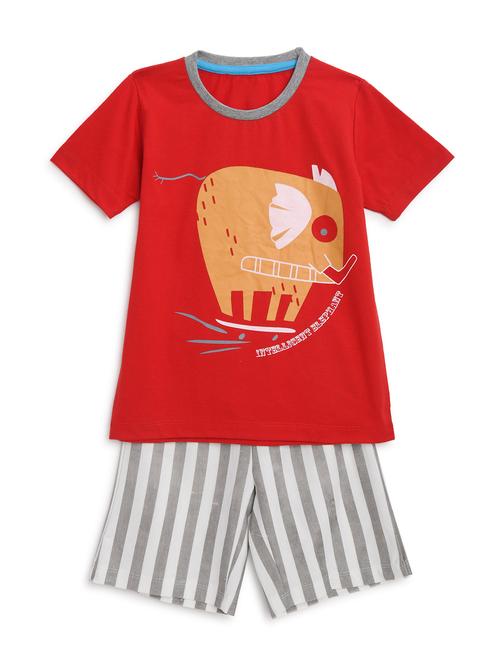 red cotton shorts set twin sets & dungree - 16989285 - Very Small Image - 1