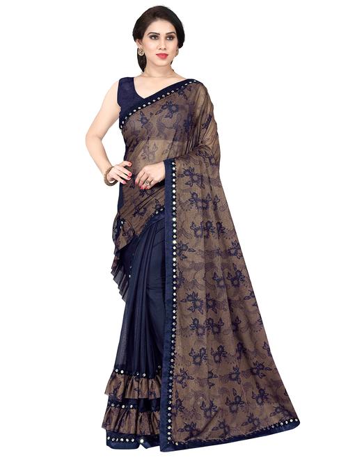 floral half & half ruffled saree with blouse - 16989612 - Very Small Image - 1