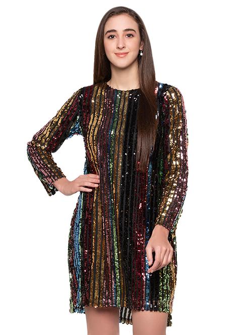 sequin stripes sheath dress - 16989781 - Very Small Image - 1