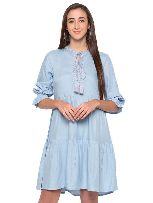 tie up neck flared dress - 16989805 - Very Small Image - 1