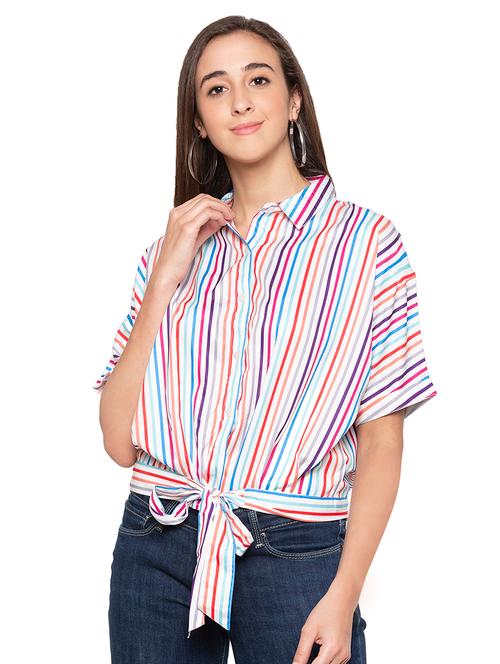 tie front striped top - 16989846 - Very Small Image - 1