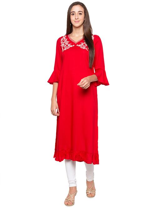 embroidered straight kurta - 16989955 - Very Small Image - 1