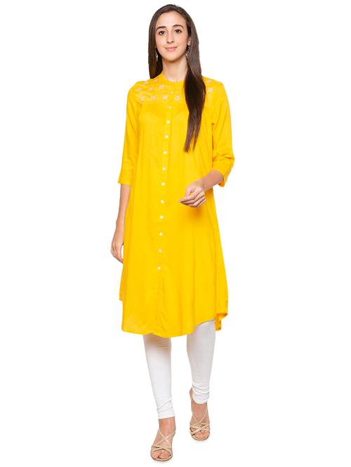 yoke embroidered straight kurta - 16989972 - Very Small Image - 1