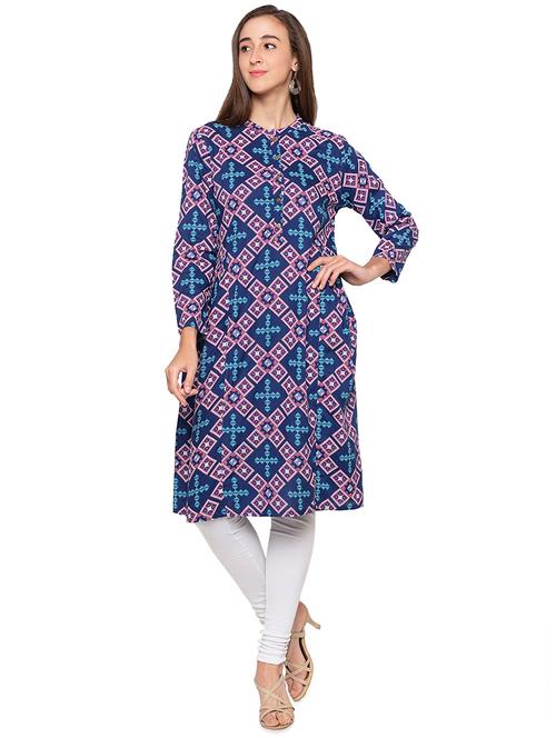 geometric print a-line kurta - 16989975 - Very Small Image - 1