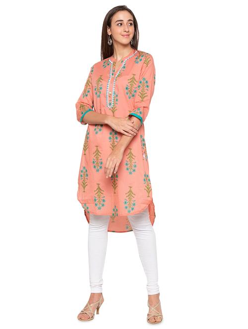 floral print high-low kurta - 16989986 - Very Small Image - 1