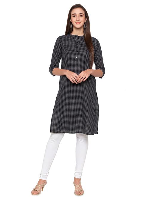 checkered straight kurta - 16990004 - Very Small Image - 1