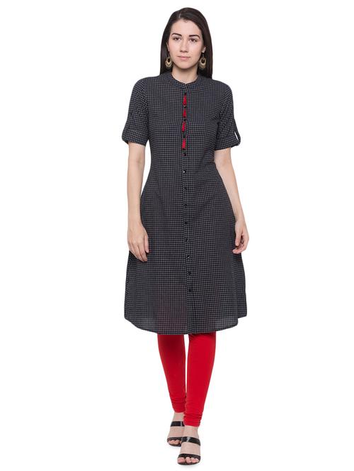 checkered a-line kurta - 16990010 - Very Small Image - 1