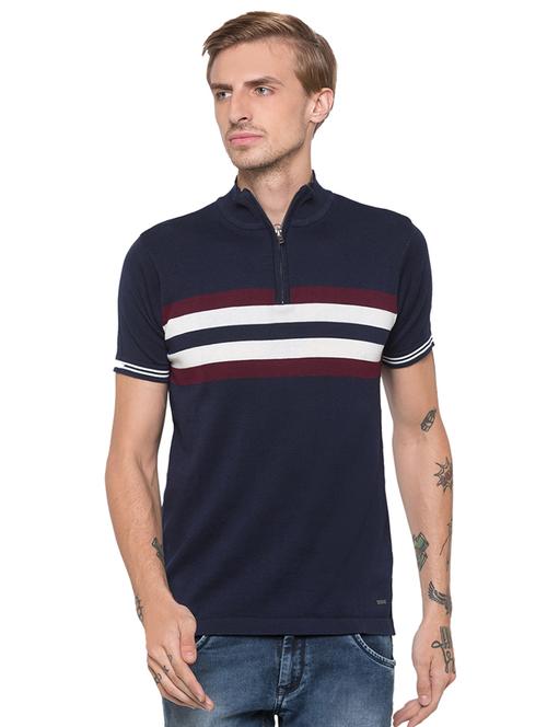 navy blue striped t-shirt - 16990088 - Very Small Image - 1