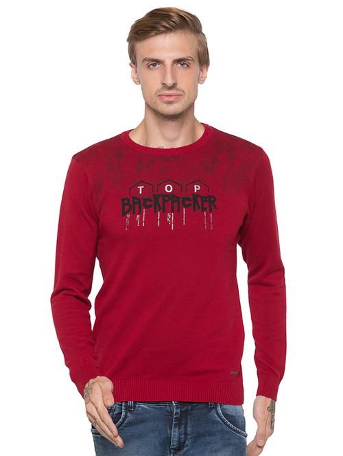 red typographic chest print t-shirt - 16990093 - Very Small Image - 1