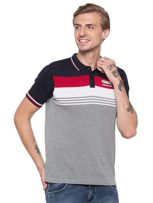 grey striped polo t-shirt - 16990098 - Very Small Image - 1