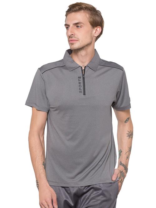 grey printed collared t-shirt - 16990142 - Very Small Image - 1