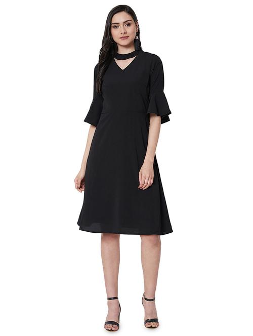choker neck bell sleeves a-line dress - 16990166 - Very Small Image - 1