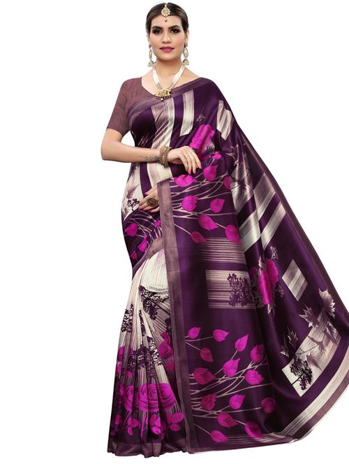floral printed saree with blouse - 16990376 - Very Small Image - 1