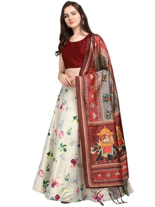floral print flared lehenga - 16990395 - Very Small Image - 1
