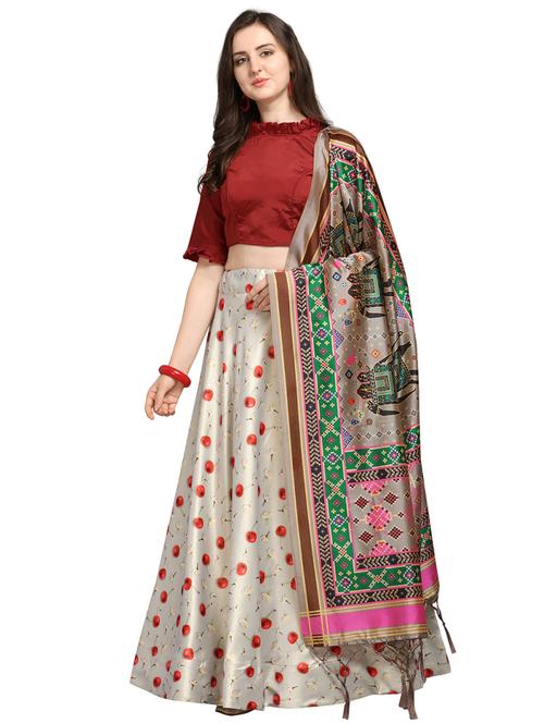 floral print flared lehenga - 16990401 - Very Small Image - 1
