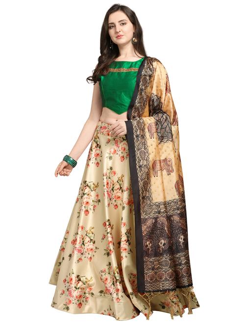 floral print flared lehenga - 16990404 - Very Small Image - 1