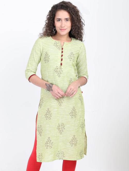 gold print straight kurta - 16990433 - Very Small Image - 1