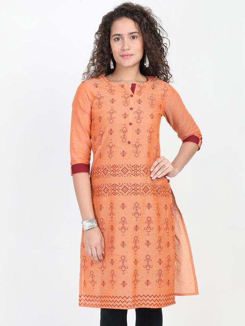 printed straight kurta - 16990435 - Very Small Image - 1