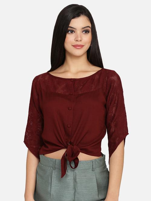 tie front crop top - 16990591 - Very Small Image - 1