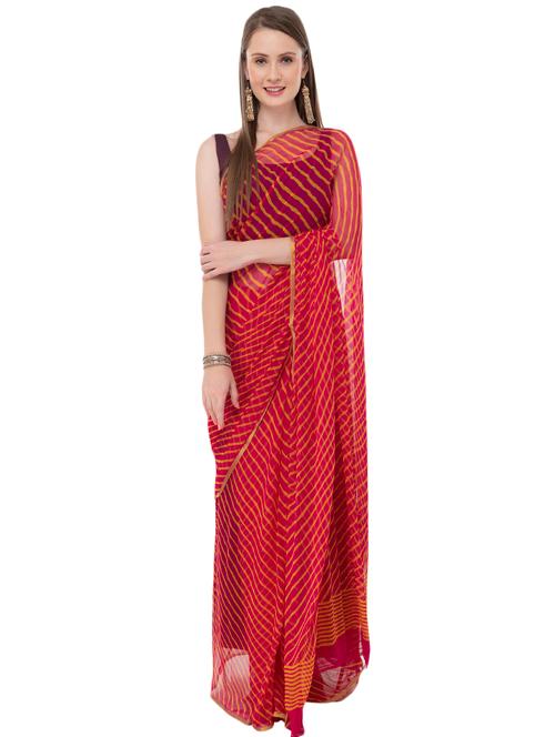 leheriya printed saree with blouse - 16990830 - Very Small Image - 1