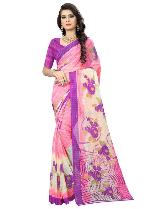 floral printed saree with blouse - 16991667 - Very Small Image - 1