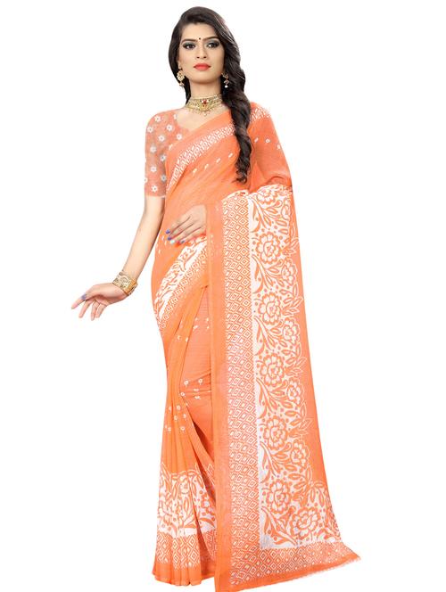 floral printed saree with blouse - 16991685 - Very Small Image - 1
