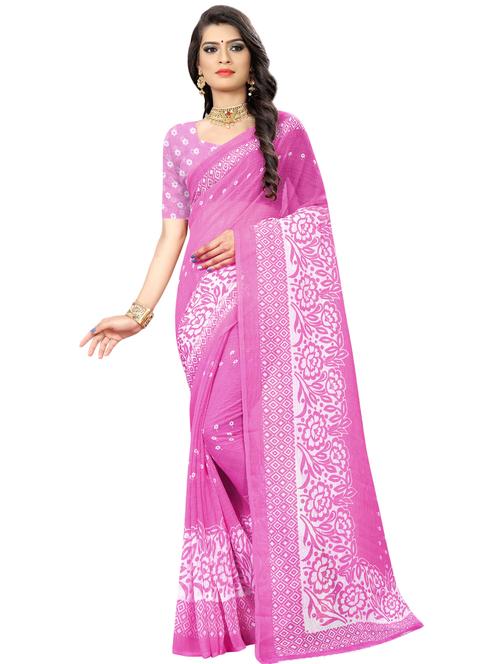 floral printed saree with blouse - 16991688 - Very Small Image - 1