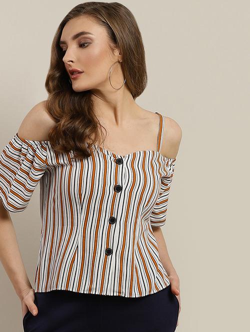 cold shoulder striped top - 16991773 - Very Small Image - 1