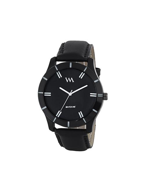 watch me black leather analog watch for men wmal-006-b - 16992267 - Very Small Image - 1