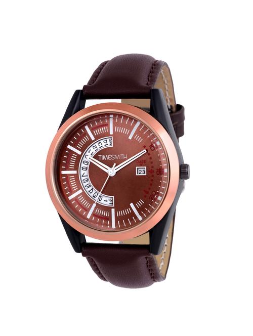 timesmith brown dial brown leather analog watch for men tsc-101 - 16992274 - Very Small Image - 1
