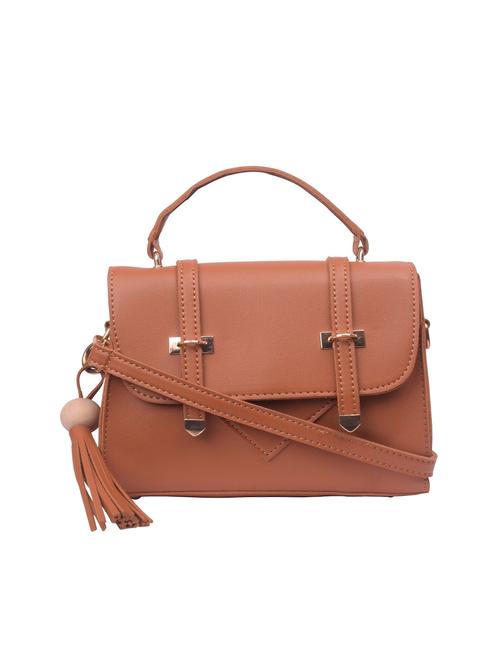 tan leatherette (pu) sling bag - 16992398 - Very Small Image - 1