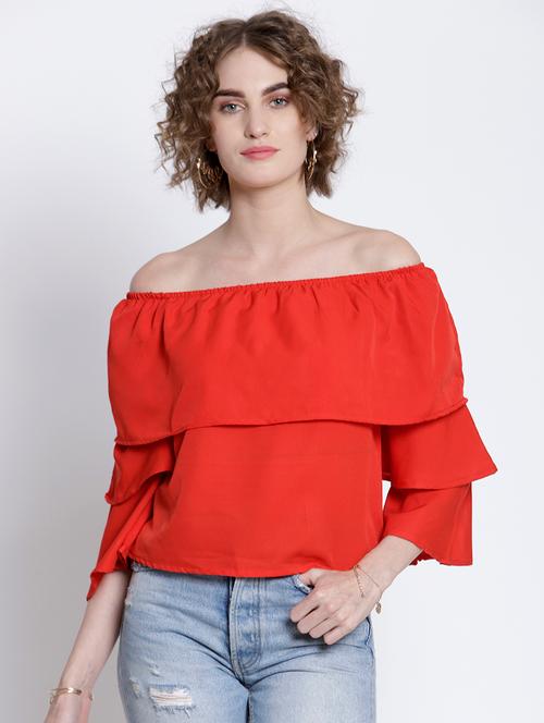 layered sleeves off shoulder top - 16992443 - Very Small Image - 1