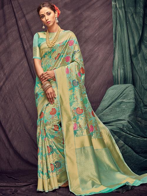 floral printed saree with blouse - 16992845 - Very Small Image - 1