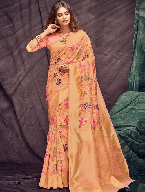 floral printed saree with blouse - 16992846 - Very Small Image - 1