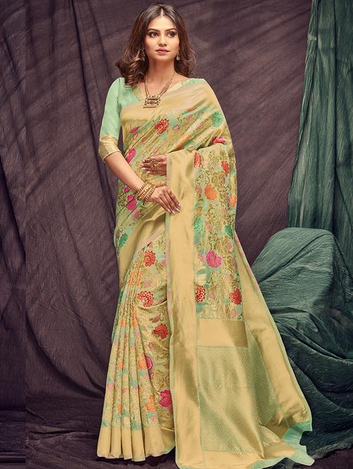 floral printed saree with blouse - 16992847 - Very Small Image - 1