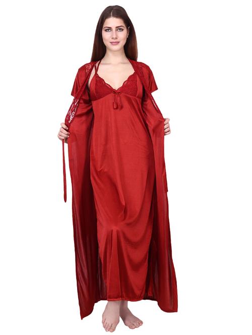 lace detail tie knot detail nightwear set - 16992999 - Very Small Image - 1