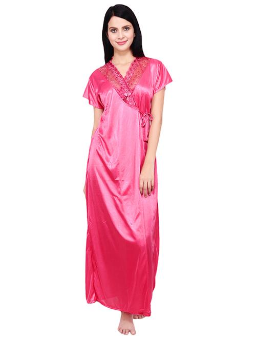 lace detail robe with bra & panty nightwear set - 16993031 - Very Small Image - 1