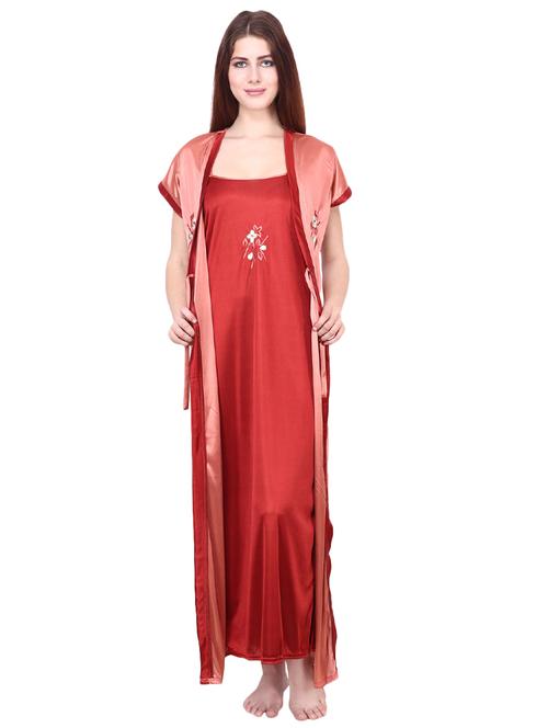 lace detail robe with nighty set - 16993035 - Very Small Image - 1