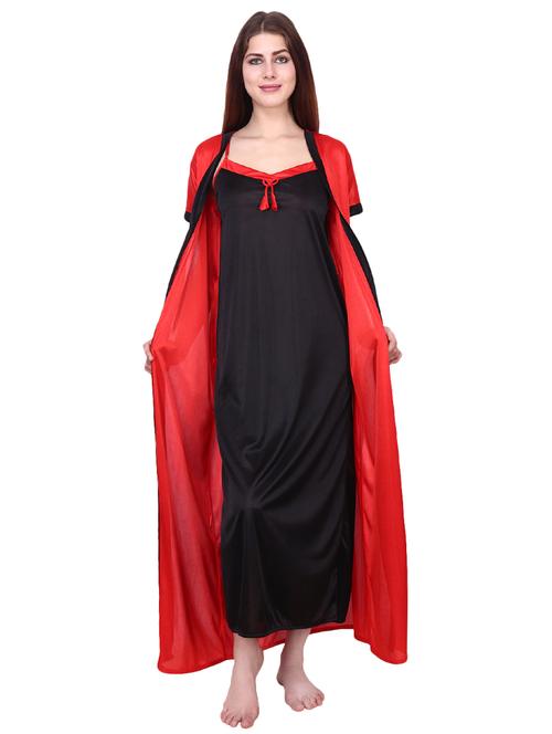 embroidered detail robe with nighty set - 16993041 - Very Small Image - 1
