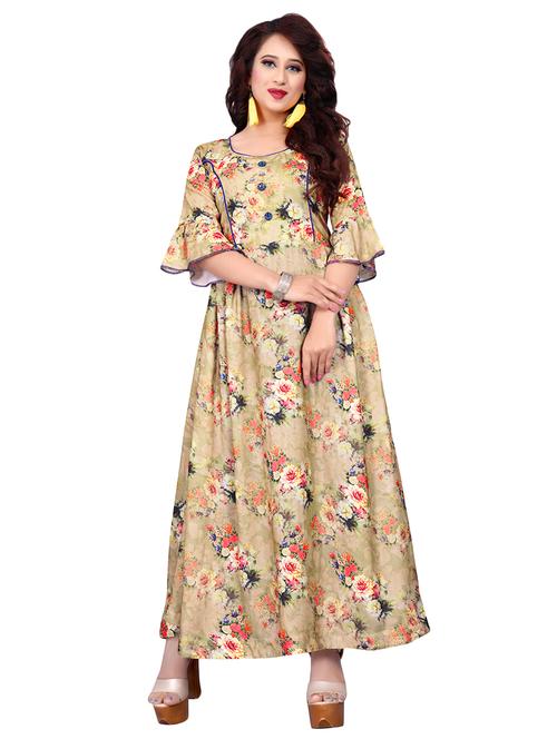 floral print flared ethnic dress - 16993127 - Very Small Image - 1