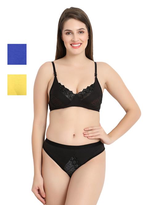 pack of 3 multi colored bra panty set - 16994094 - Very Small Image - 1