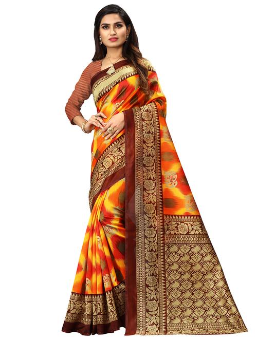 women's conversational multi colored saree with blouse - 16994328 - Very Small Image - 1