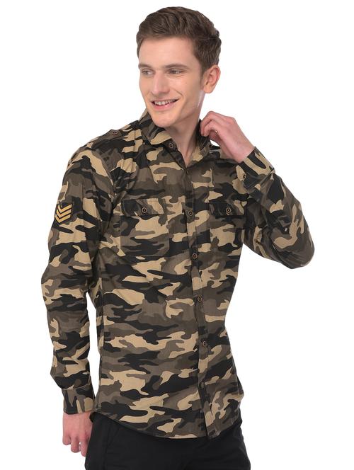 green camouflage print casual shirt - 16994562 - Very Small Image - 1