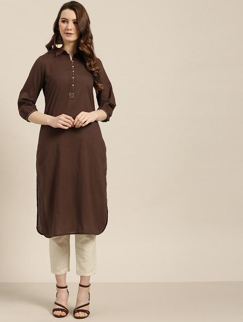 solid straight kurta - 16995009 - Very Small Image - 1