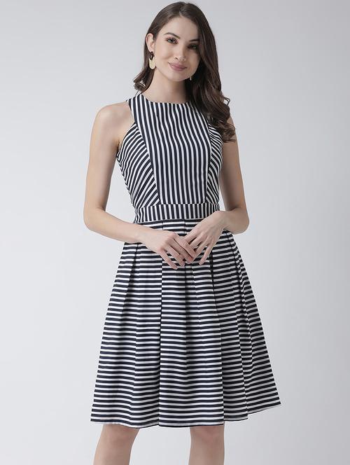 round neck striped a-line dress - 16995804 - Very Small Image - 1