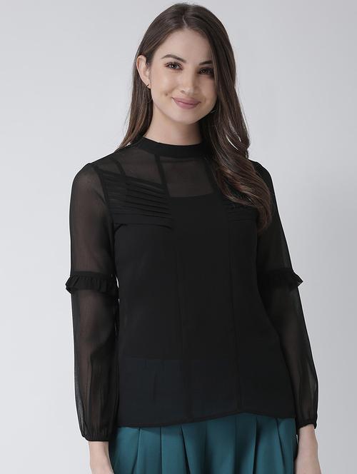 frill detail sheer top - 16995841 - Very Small Image - 1