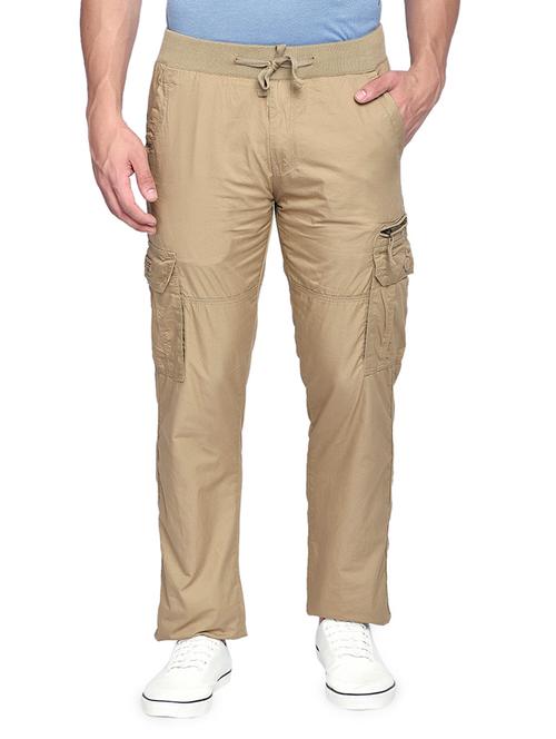 beige solid cargo trouser - 16996313 - Very Small Image - 1