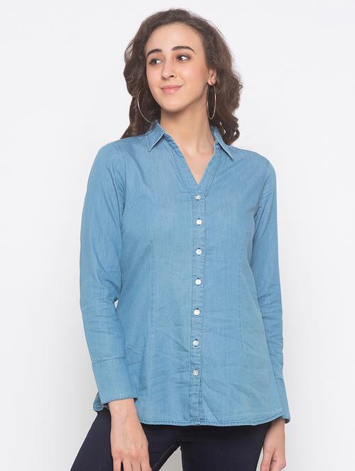 long sleeved denim shirt - 16996620 - Very Small Image - 1