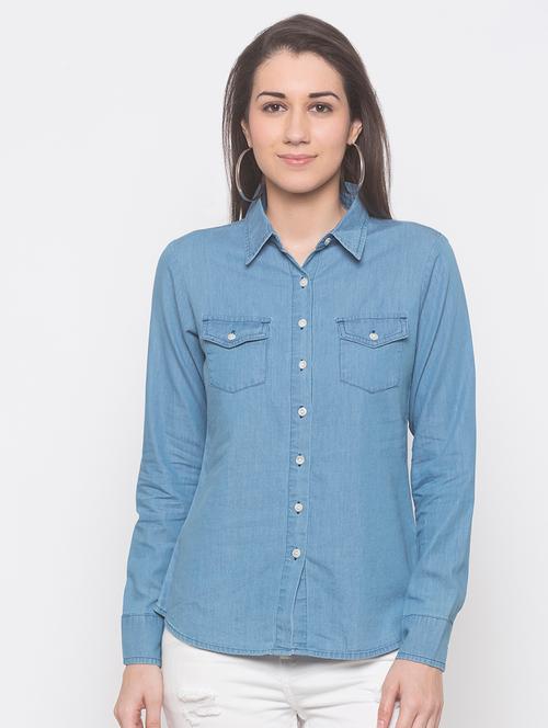 long sleeved denim shirt - 16996623 - Very Small Image - 1